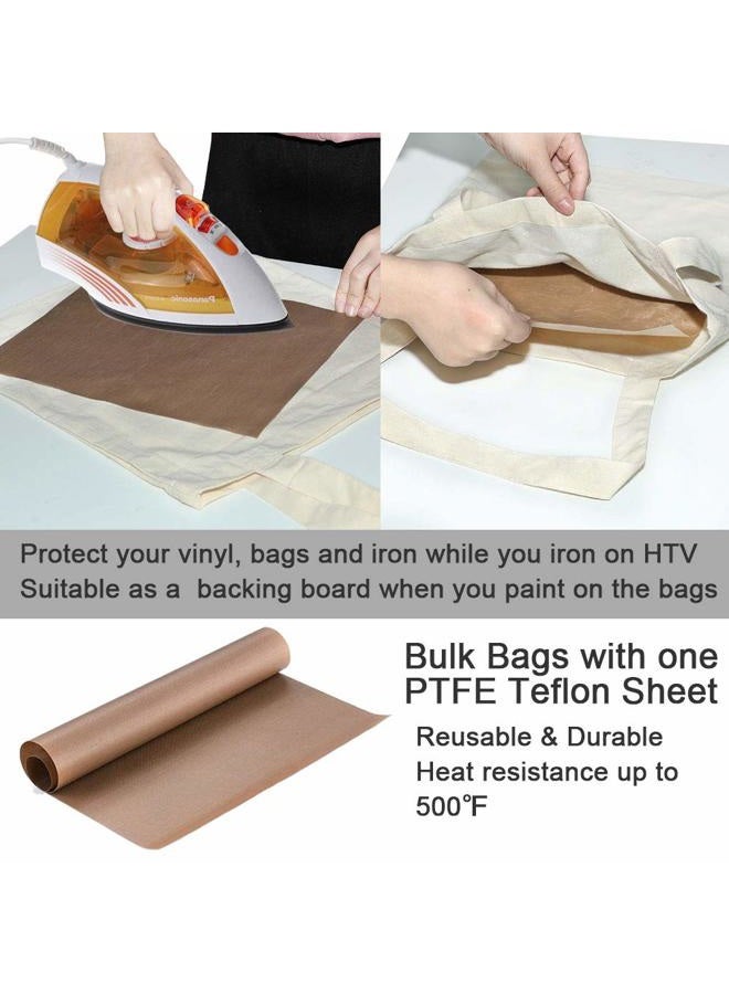 FunisFun 12 Pack Blank Canvas Tote Bags Bulk Shopping Bag for Crafts with 1 Piece of PTFE Teflon Sheet DIY Reusable Grocery Bag, 15 X 16 Inch, Off-white, Large - Image 3